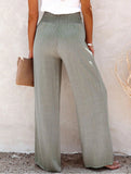 Linen Elastic Wide Leg Pants