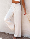 Linen Elastic Wide Leg Pants