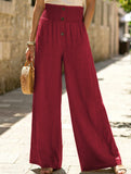 Linen Elastic Wide Leg Pants