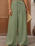 Elastic Waist Lace Wide Leg Pants