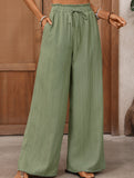 Elastic Waist Lace Wide Leg Pants