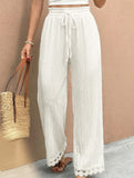 Lace Patch Tie Loose Pants