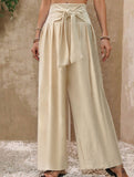 High Waist Tie Wide Leg Pants