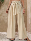 High Waist Tie Wide Leg Pants