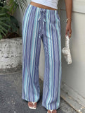 Stripe Elastic Waist Wide Leg Pants_CWBLP01665
