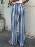 Stripe Elastic Waist Wide Leg Pants_CWBLP01665