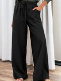 Drawstring High Waist Wide Leg Pants_CWBLP01670