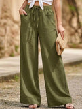 Drawstring High Waist Wide Leg Pants_CWBLP01670