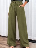 Drawstring High Waist Wide Leg Pants_CWBLP01670