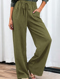 Drawstring High Waist Wide Leg Pants_CWBLP01670