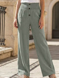 Cotton Button Loose Wide Leg Pants_CWBLP01672