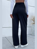 Women Straight Leg Long Pants With Pockets_Cwblp0245