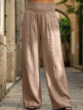 Casual style High-waisted cotton distressed trousers