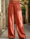Casual style High-waisted cotton distressed trousers