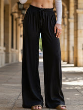 Solid color loose straight tube drop knit pants