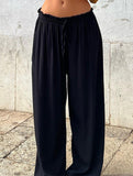 Solid color loose straight tube drop knit pants