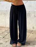 Solid color loose straight tube drop knit pants