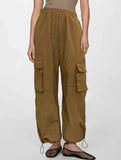 Casual loose cargo pants with ankle elastic strap