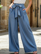 Draped High-Waisted Belted Trousers – Straight-Leg Fit