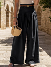 High-Waisted Wide-Leg Pants ??Solid Color, Casual & Chic, S?“XL