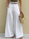 High-Waisted Wide-Leg Pants ??Solid Color, Casual & Chic, S?“XL
