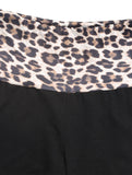 Color-blocking leopard print wide-leg pants