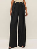 High-waisted straight-cut casual trousers