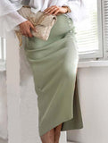 Ribbed slit button skirt