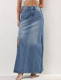 Versatile mid-length slit skirt
