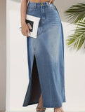 Versatile mid-length slit skirt