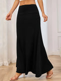 Fashionable knitted solid color skirt