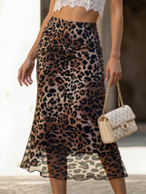 Versatile fishtail skirt sexy leopard print long skirt