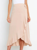 One-piece tie-up long skirt, irregular midi skirt