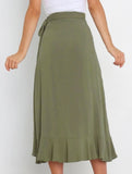 One-piece tie-up long skirt, irregular midi skirt