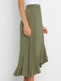 One-piece tie-up long skirt, irregular midi skirt