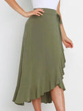 One-piece tie-up long skirt, irregular midi skirt