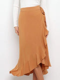 One-piece tie-up long skirt, irregular midi skirt