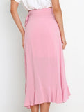 One-piece tie-up long skirt, irregular midi skirt