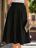 High-waisted zipper flared skirt