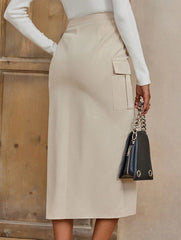 Casual split-hem bodycon skirt