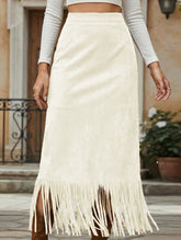 Tassel Long Slim Fit H-line Midi Skirt