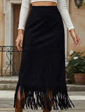 Tassel Long Slim Fit H-line Midi Skirt