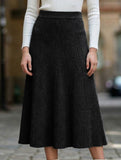 High-waisted knitted midi skirt