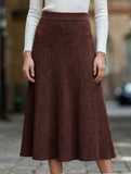 High-waisted knitted midi skirt