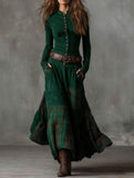 Suede plaid patchwork retro-style dress with belt