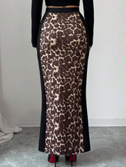 Leopard High Waist Slit Bodycon Skirt_CWBLS00837