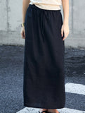 100% Linen High Waist A Line Midi Skirt_CWBLS00853