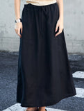 100% Linen High Waist A Line Midi Skirt_CWBLS00853
