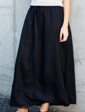 100% Linen High Waist A Line Midi Skirt_CWBLS00853