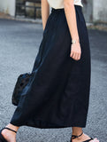 100% Linen High Waist A Line Midi Skirt_CWBLS00853